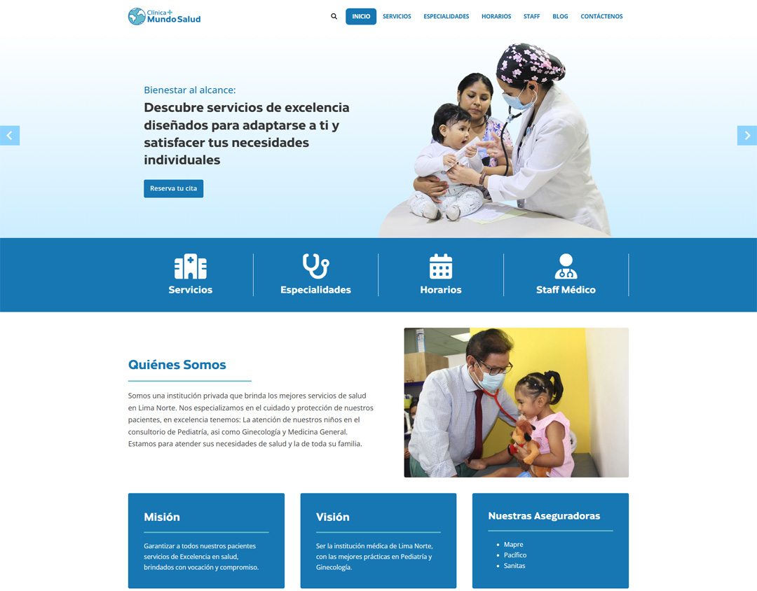 Sitio web Clínica Mundo Salud