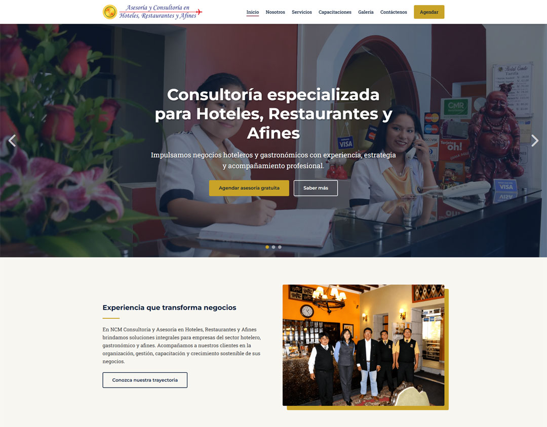 Sitio web NCM Asesoría y Consultoría en Hoteles, Restaurantes y Afines